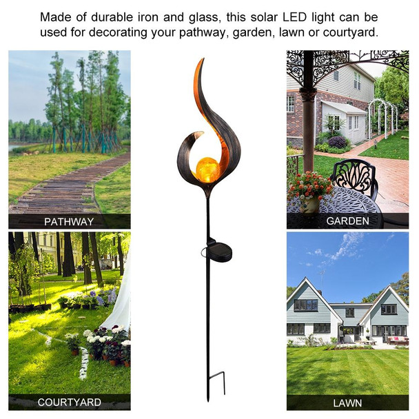 Solar Flame Light LED Iron Art Outdoor Garden Lawn Decorative Ground Plug Light Landscape Lamp(Style 2)