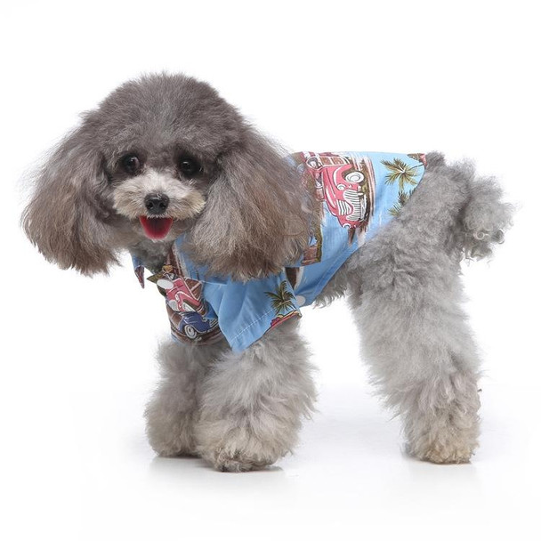 2 PCS Pet Beach Shirt Dog Print Spring And Summer Clothes, Size: XL(Blue)