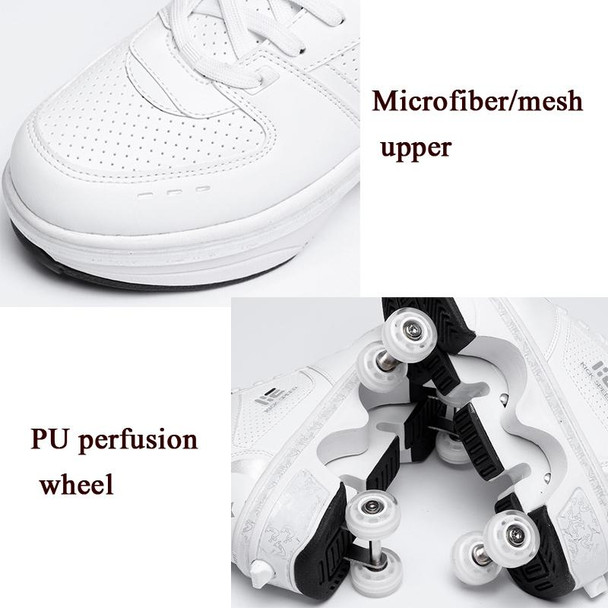 Two-Purpose Skating Shoes Deformation Shoes Double Row Rune Roller Skates Shoes, Size: 42(Low-top Without Light (White))