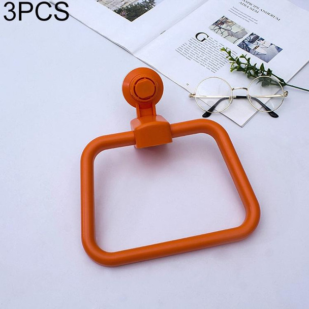 3 PCS Multifunctional Toilet Suction Cup Towel Ring Rack(Orange)