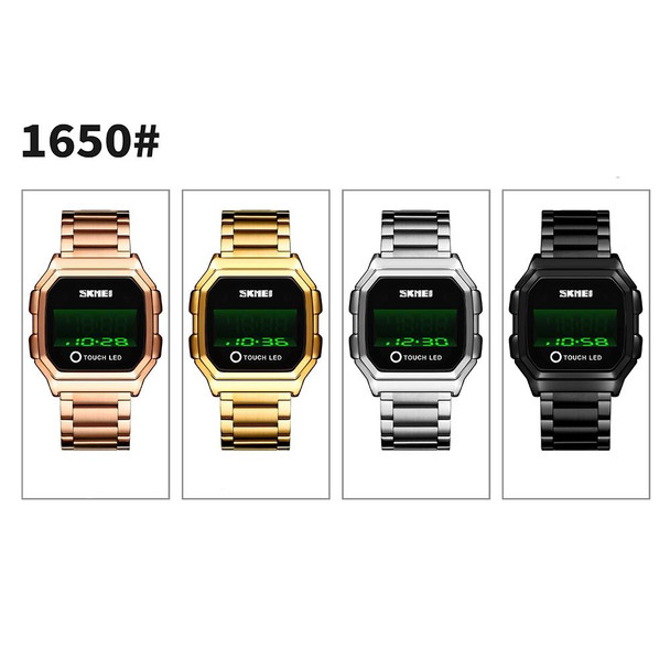 SKMEI 1650 Steel Strap Version LED Digital Display Electronic Watch with Touch Luminous Button(Rose Gold)