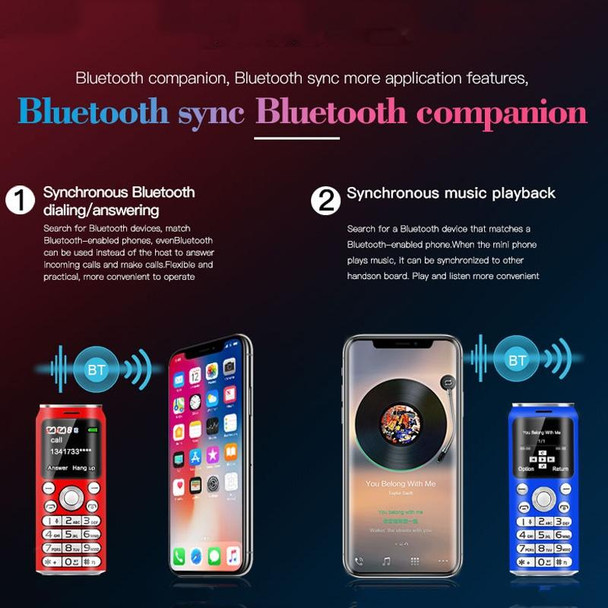 Satrend K8 Mini Mobile Phone, 1.0 inch, Hands Free Bluetooth Dialer Headphone, MP3 Music, Dual SIM, Network: 2G(Blue)