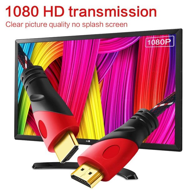 10m HDMI 1.4 Version 1080P Nylon Woven Line Red Black Head HDMI Male to HDMI Male Audio Video Connector Adapter Cable