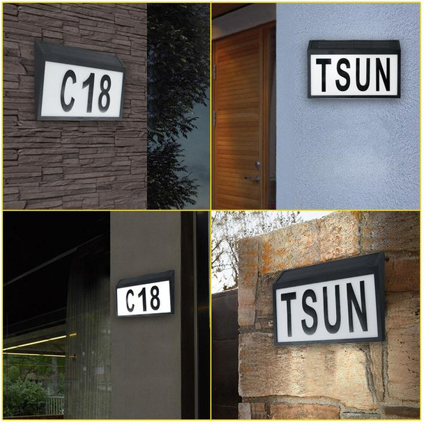 2W 10 LEDs Wall-mounted Waterproof Solar Digital House Number Light LED Light Control Address Indicator, Color Temperature: 6000K