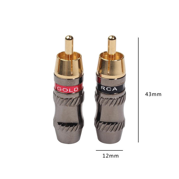 REXLIS TR026 2 PCS RCA Male Plug Audio Jack Gold Plated Adapter for DIY Audio Cable & Video cable