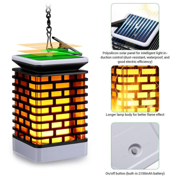 LED Solar Induction Landscape Light Flame Lamp Outdoor Waterproof Garden Lantern(Yellow)