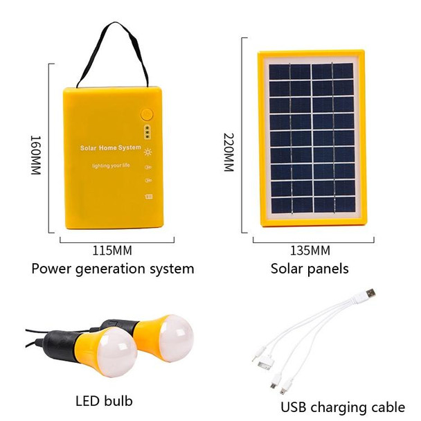 3W Solar Small System Household Multifunctional Portable Emergency Light(Yellow)