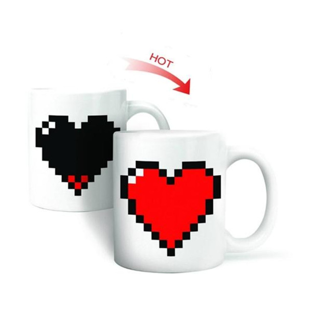 Creative Heart Magic Temperature Changing Cup Color Changing Chameleon Mugs Heat Sensitive Coffee Tea Milk Cup