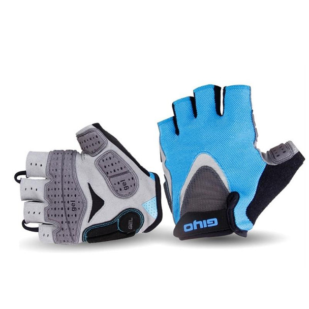 GIYO S-01 GEL Shockproof Cycling Half Finger Gloves Anti-slip Bicycle Gloves, Size: M(Blue)