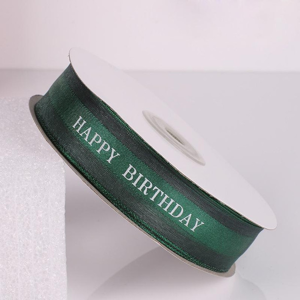 English Letter Colored Printed Ribbons Gift Bouquet Ribbons Bowknot Flowers Packaging Ribands , Size: 45m x 2.5cm(Green)