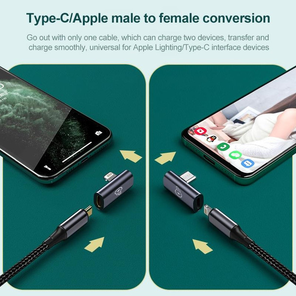 USB-C / Type-C Male to 8 Pin Female Elbow Adapter