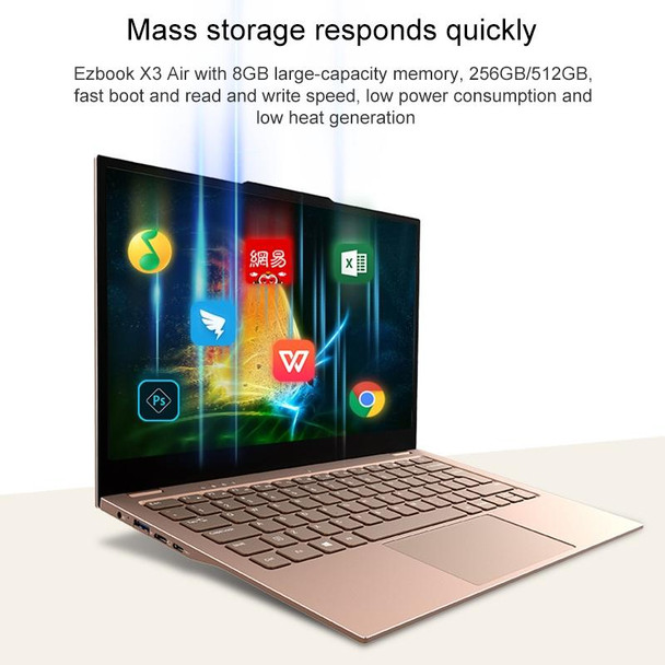Jumper EZbook X3 Air Laptop, 13.3 inch, 8GB+256GB, Windows 10 Intel Core M3-7Y30 Dual Core, Support TF Card & Bluetooth & Dual WiFi, EU Plug