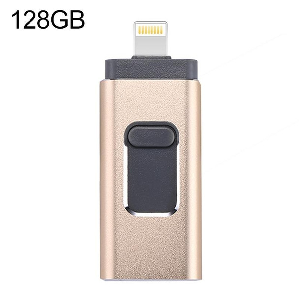 easyflash RQW-01B 3 in 1 USB 2.0 & 8 Pin & Micro USB 128GB Flash Drive(Gold)