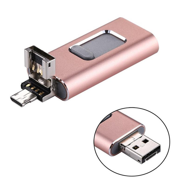 easyflash RQW-01B 3 in 1 USB 2.0 & 8 Pin & Micro USB 64GB Flash Drive(Rose Gold)