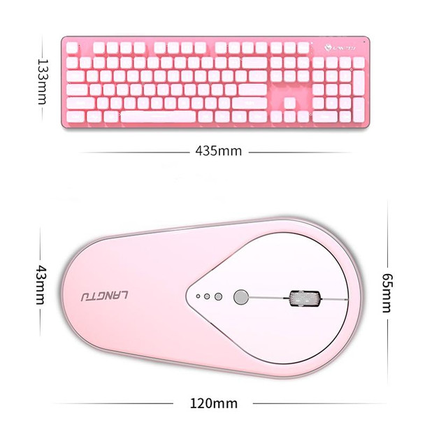 LANGTU LT600 Silent Office Punk Keycap Wireless Keyboard Mouse Set(Black)