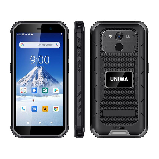 UNIWA F963 Rugged Phone, 3GB+32GB, IP68 Waterproof Dustproof Shockproof, 5.5 inch Android 10.0 MTK6739 Quad Core up to 1.25GHz, Network: 4G, NFC, OTG (Black Grey)