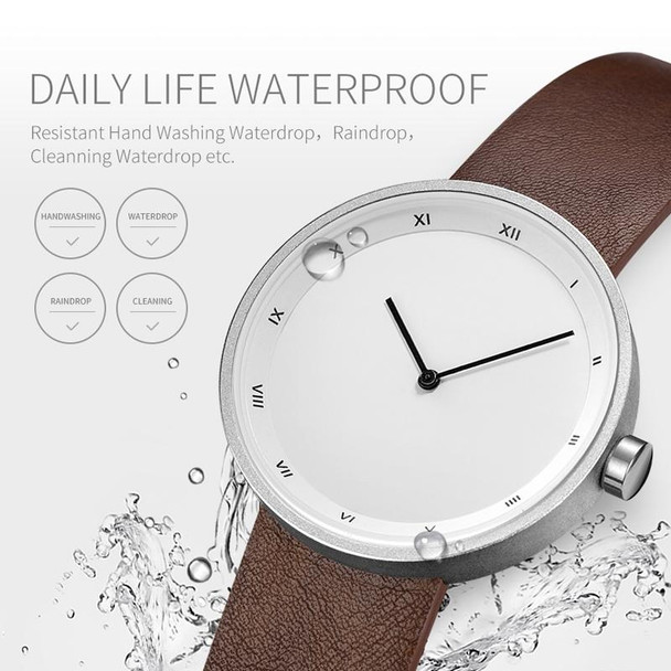 YAZOLE Simple Fashion Quartz Couple Watch(523 Silver Shell White Tray Brown Belt)