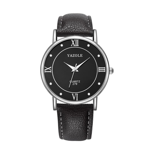 YAZOLE 279 Business Casual Analog Quartz Couple Watch(Black Tray Black Belt Large)