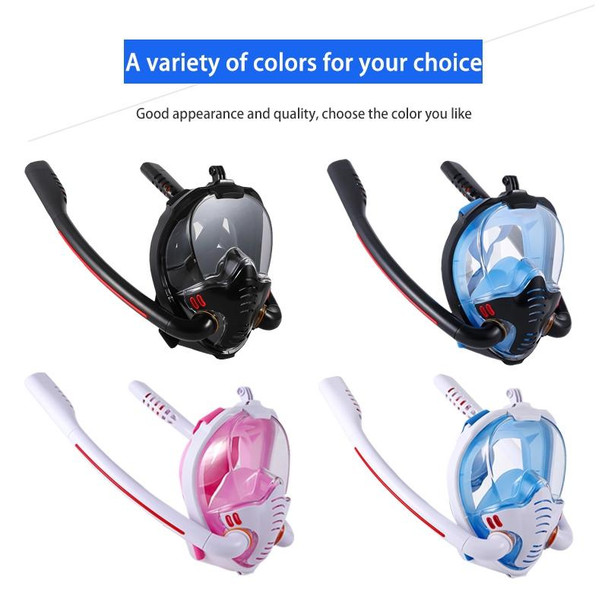 Snorkeling Mask Double Tube Silicone Full Dry Diving Mask Adult Swimming Mask Diving Goggles, Size: L/XL(White/Blue)