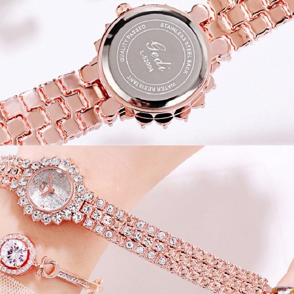 Gedi 52004 Ladies Quartz Diamond Bracelet Watch(Rose Gold Shell Red Plate)