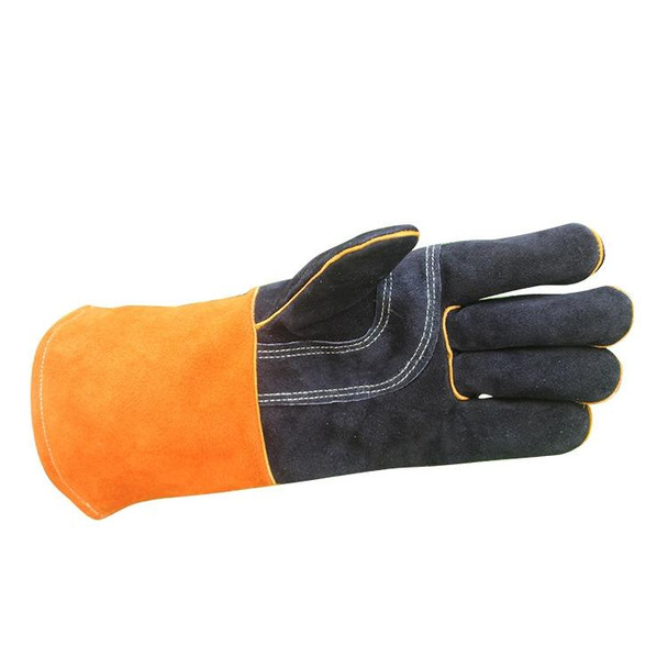 1 Pair JJ-S2011 Outdoor Cut-Proof Genuine Leatherette Welding Gloves, Size: Free Size(Yellow Black)