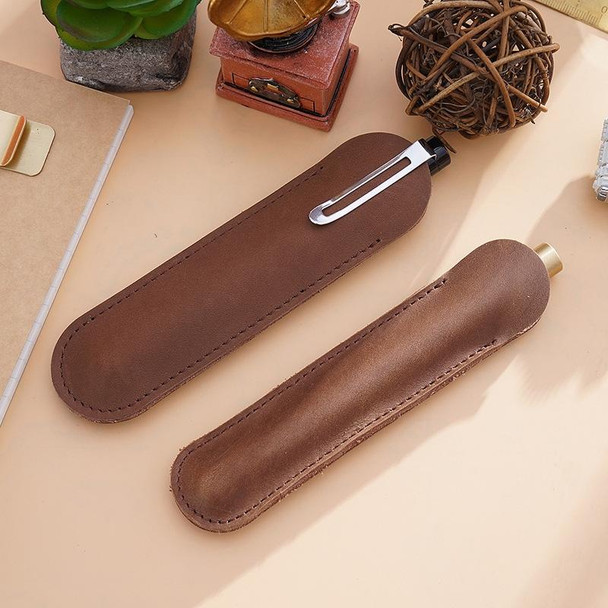 Single Pen Bag Handmade Line Pen Holder, Size: Large(Brown)