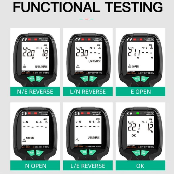 FUYI FY1881 High Precision Power Polarity Phase Socket Tester(US Plug)