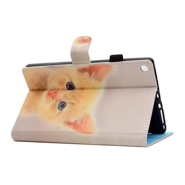 Kindle Fire HD 8 2016 / 2017 Painted Horizontal Flat Leather Case with Sleep Function & Card Slot & Buckle Anti-skid Strip & Bracket & Wallet(Cute Cat)