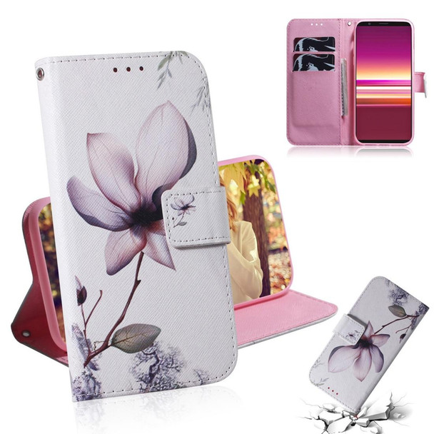 Sony Xperia 5 Coloured Drawing Pattern Horizontal Flip PU Leather Case with Holder & Card Slots & Wallet(Magnolia)