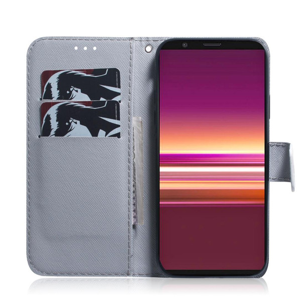 Sony Xperia 5 Coloured Drawing Pattern Horizontal Flip PU Leather Case with Holder & Card Slots & Wallet(Tiger)