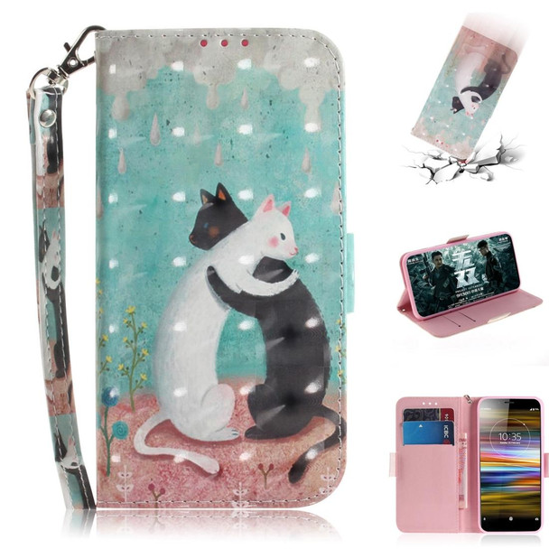 3D Painting Pattern Coloured Drawing Horizontal Flip Leatherette Case with Holder & Card Slots & Wallet - Sony Xperia L3(Black White Cat)