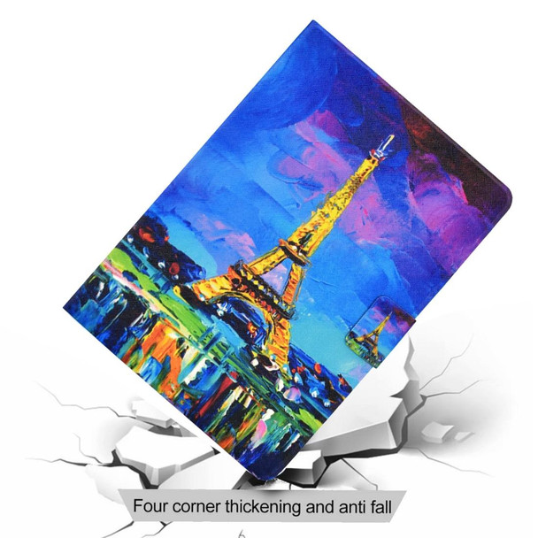 Kindle Fire HD 8 (2020) TPU Electric Pressed Horizontal Flip Leather Case with Holder & Card Slot & Sleep / Wake-up Function(Eiffel Tower)