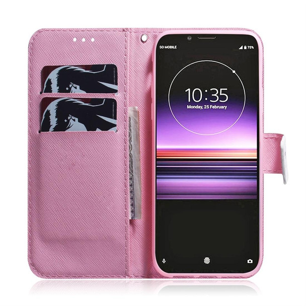 Magnolia Flower Pattern Coloured Drawing Horizontal Flip Leather Case for Sony Xperia 1, with Holder & Card Slots & Wallet