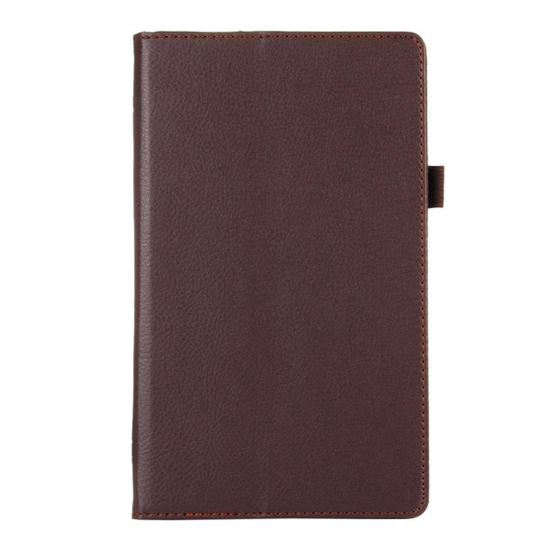 Amazon Kindle Fire HD8 (2017) Litchi Texture Horizontal Flip Leatherette Case with Holder(Brown)