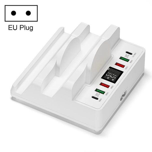 F6 Multifunctional Dual Wireless Charger with Phone Holder & Current Display, EU Plug