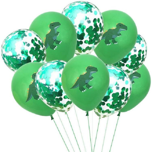Dinosaur Theme Party Set Birthday Letter Pull Flag Aluminum Film Sequin Dinosaur Balloon Children Birthday Arrangement Decoration(Green)