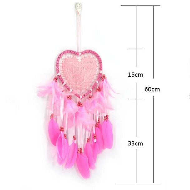 Creative Hand-Woven Crafts Dream Catcher Home Car Wall Hanging Decoration, Type:With Light(Dark Pink)