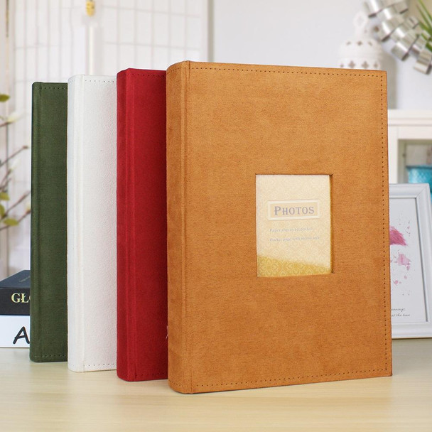 4R 6 Inch 300 Sheets Cloth Photo Album Retro Insert Photo Album Postcard Storage Photo Album(White)