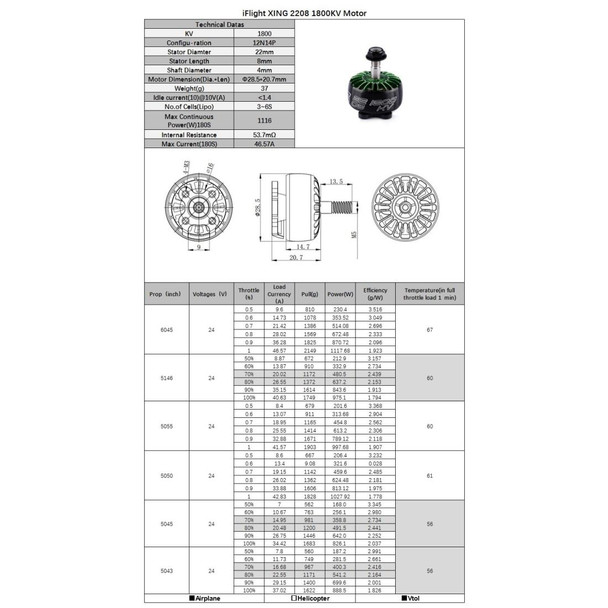 4 PCS iFlight XING 2208 1800KV CNC RC Brushless Motor for DIY RC Racing Drone