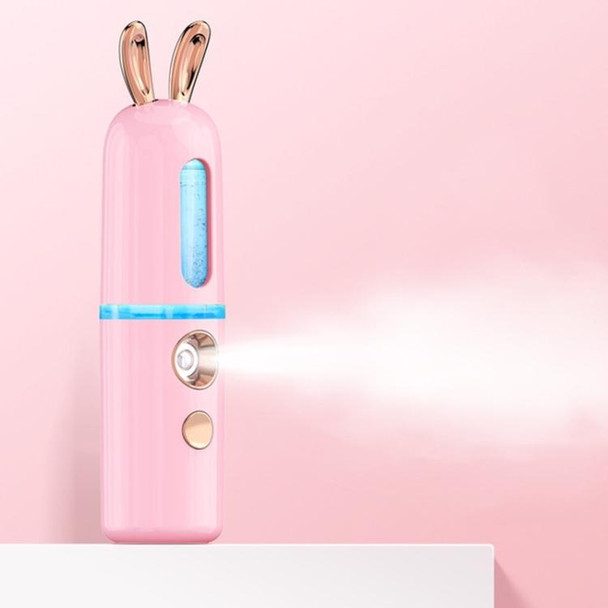 Facial Steamer Nano Spray Water Replenishing Instrument Portable Cold Spray Machine Charging Beauty Instrument Automatic Alcohol Sprayer, Style:Cute Rabbit(Pink)