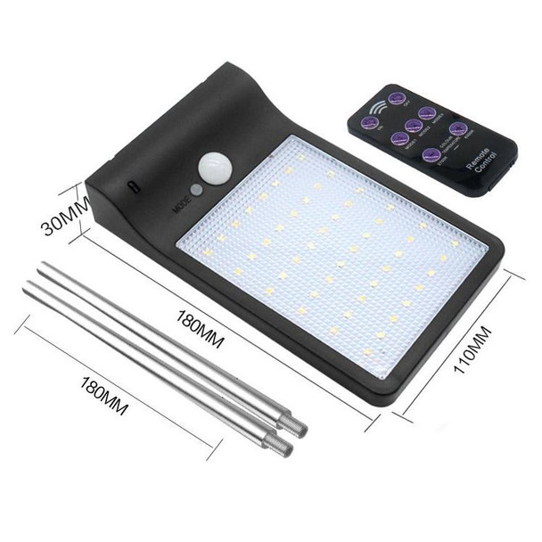 3.8W 48 Two-color LEDs Remote Control Edition Outdoor Waterproof Solar Wall Light Sensor Garden Light Street Light without Pole, Luminous Flux: 450lm (White)