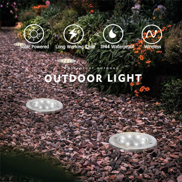 2 PCS 8 LEDs IP44 Waterproof Solar Powered Buried Light, SMD 5050 White Light Under Ground Lamp Outdoor Path Way Garden Decking LED Light