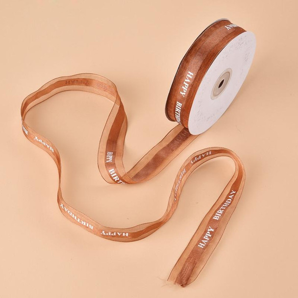 English Letter Colored Printed Ribbons Gift Bouquet Ribbons Bowknot Flowers Packaging Ribands , Size: 45m x 2.5cm(Coffee)