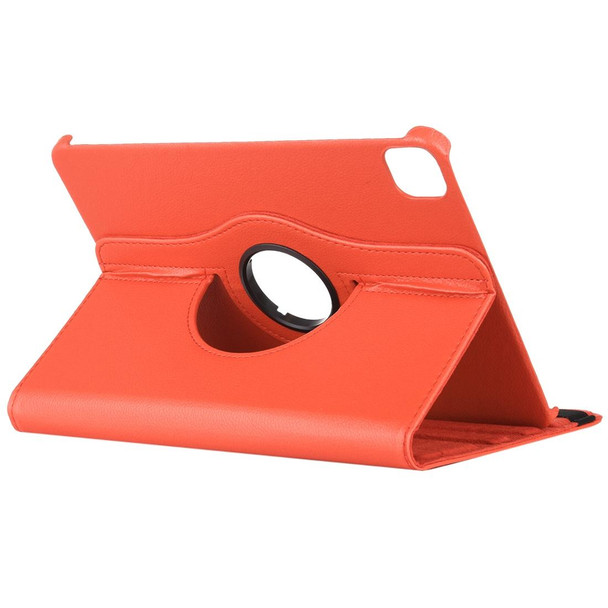 iPad Pro 12.9 (2021) / (2020) Litchi Texture Horizontal Flip 360 Degrees Rotation Leather Tablet Case with Holder(Orange)