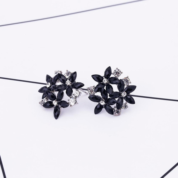 Fashion Zircon Rhinestone 3 Flower Stud Earrings for Women Jewelry, Metal Color:red