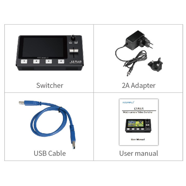 FEELWORLD L2 Plus Multi-camera Video Mixer Switcher with 5.5 inch Screen(UK Plug)