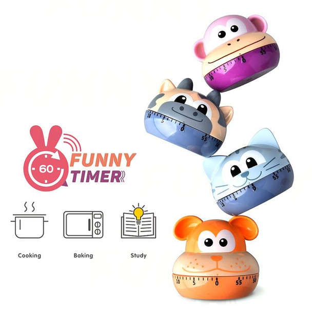 2 PCS Kitchen Mechanical Timer Cartoon 60 Minutes Timer Baking Cooking Reminder(Kitten)