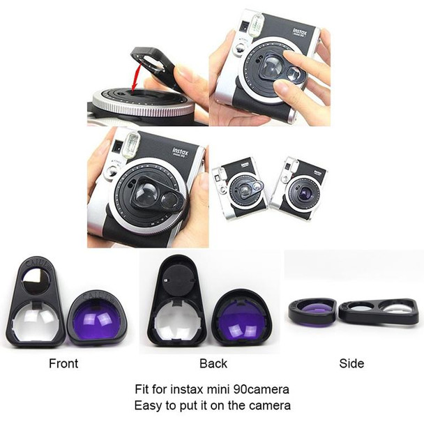 2 Sets Close Up Lens Set with Selfie Portrait Mirror + Purple Color Filter Set - FUJIFILM Instax Mini 90 Camera( Selfie Mirror + Purple Filter Set)