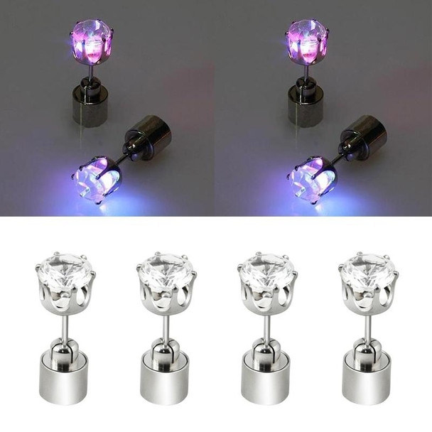 4 PCS Fashion LED Earrings Glowing Light Up Diamond Earring Stud(Pink)