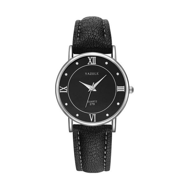 YAZOLE 279 Business Casual Analog Quartz Couple Watch(Black Tray Black Belt Small)